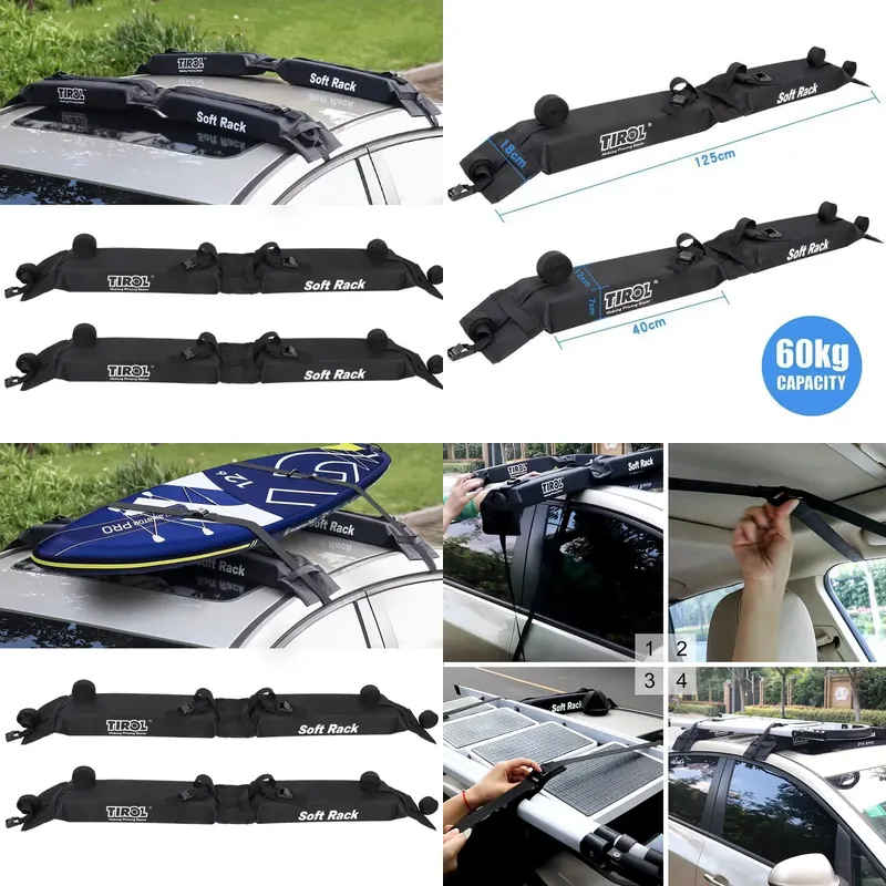 Car Roof Rack Cross Bar - Roof Rack Padded Foldable Roof Cross