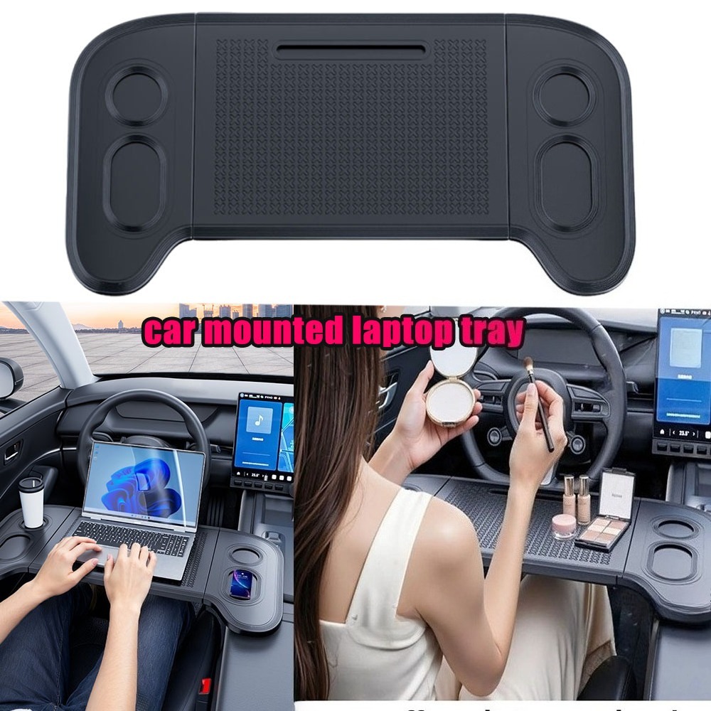 Car Accessories For Road Trip - Foldable Car Laptop Desk Steering Wheel