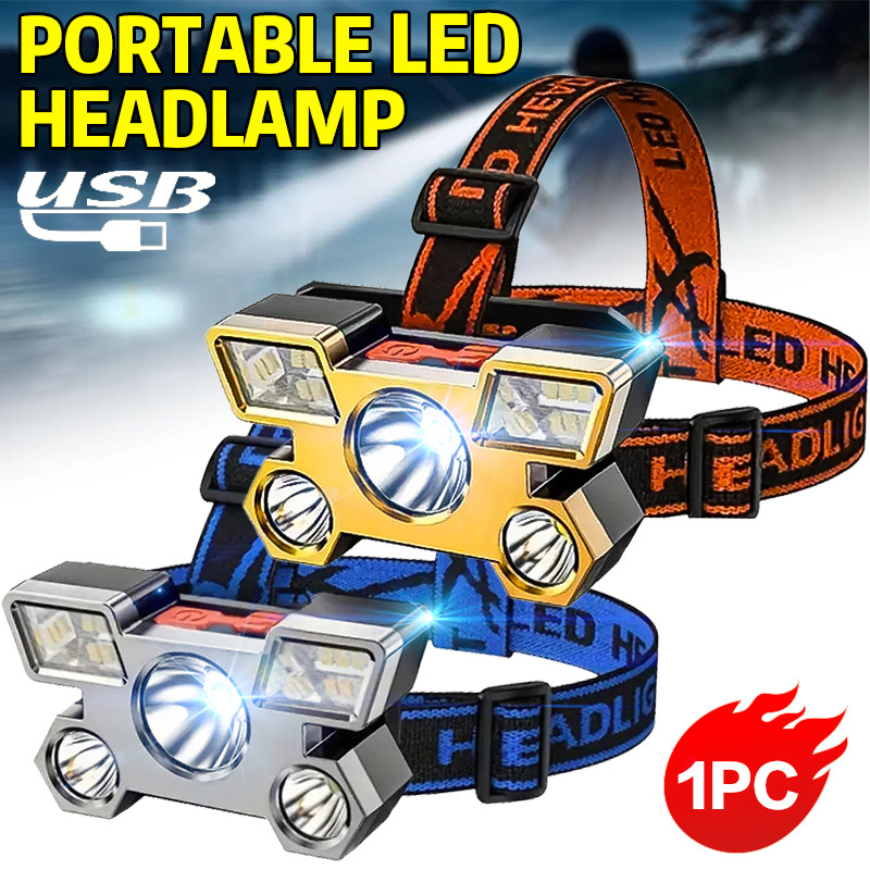 Led Headlight Bulbs - 5 LED Flashlight Rechargeable with Built