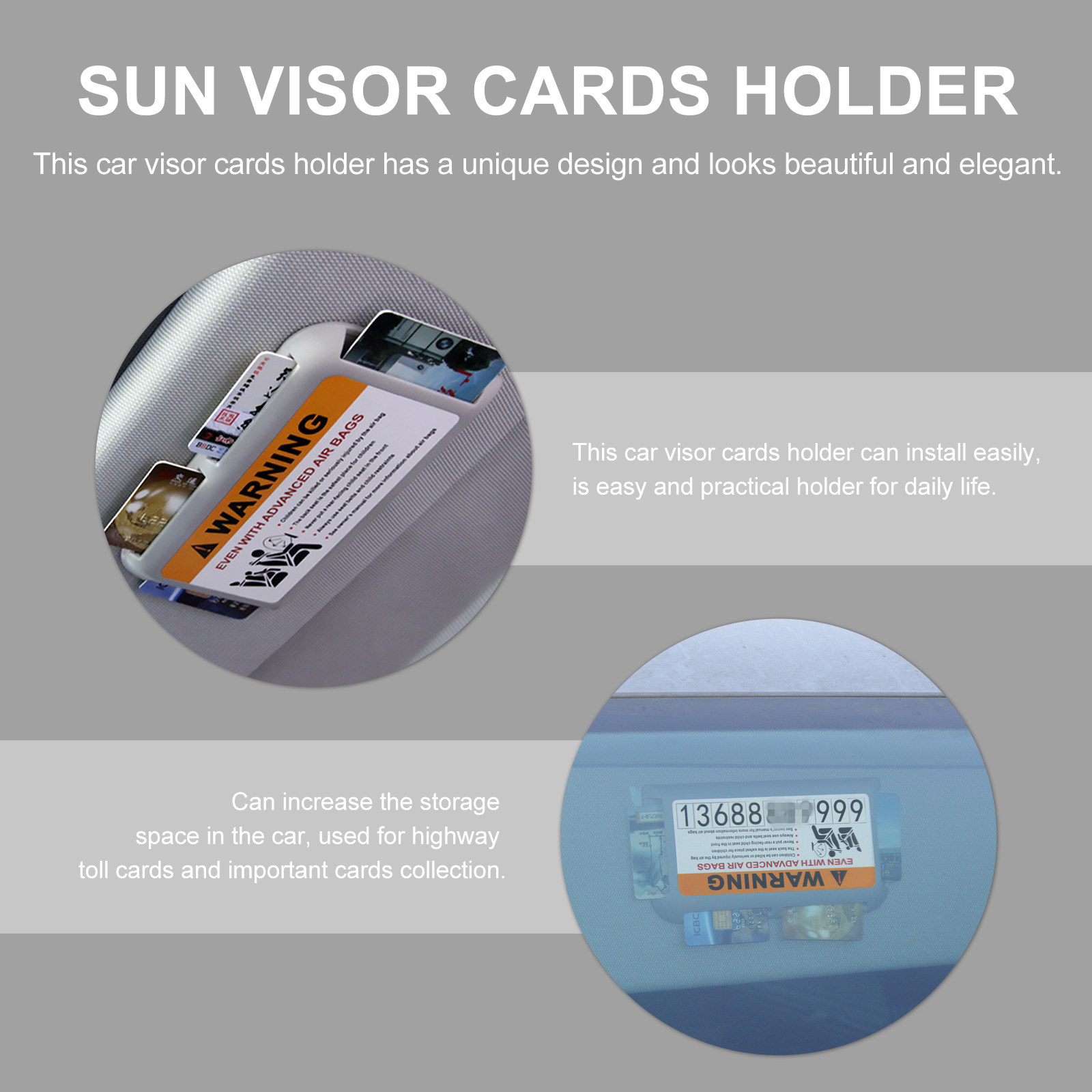 2Pcs Auto Sun Visor Cards Hold - Car Accessories Useful 评论和价格