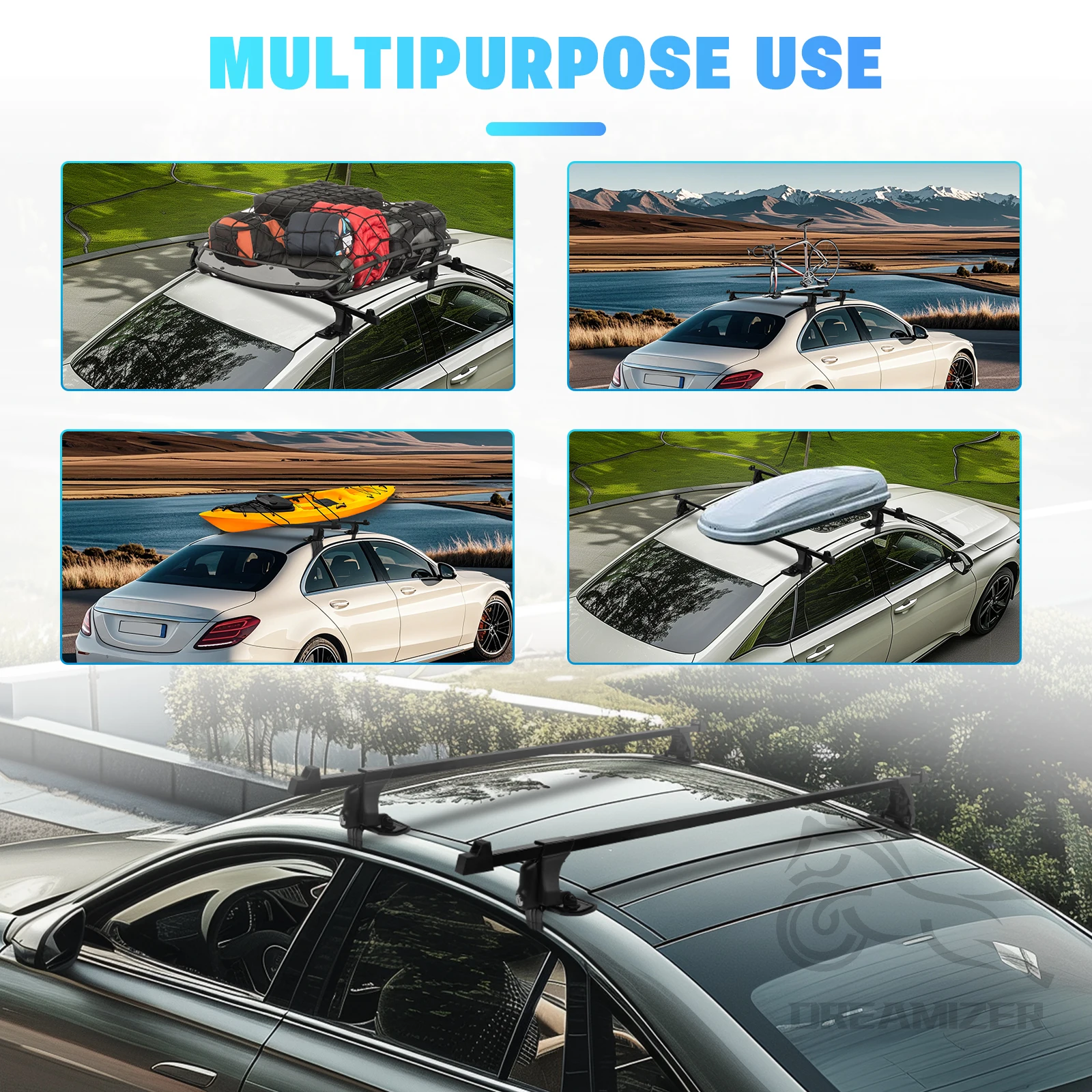 1 Pair Universal 54 inch Vehic - Car Roof Rack Cross Bar 评论和价格